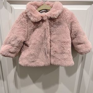 Zara Baby Pink Faux Fur Jacket Lined Holiday - Size 3-6 Months